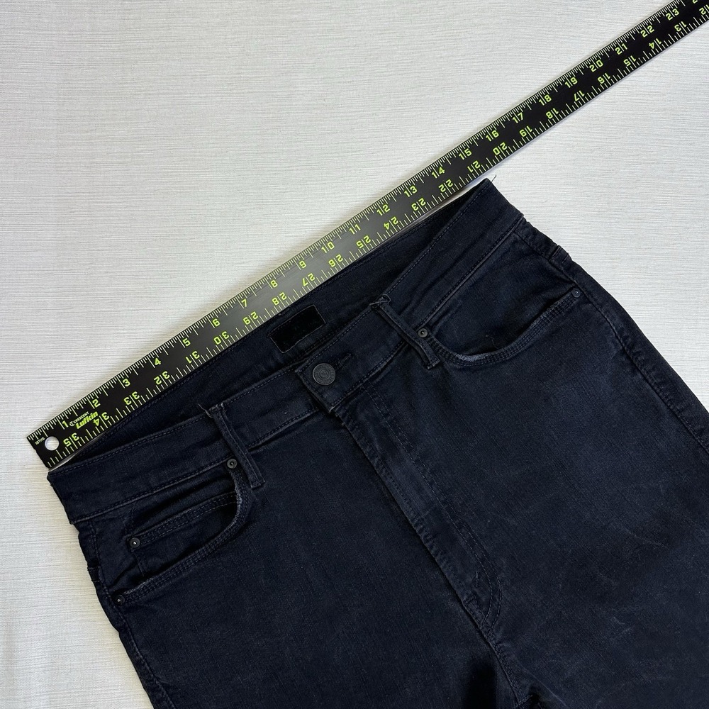 Mother Stunner Zip Ankle Step Fray Jeans Size 31 Black USA Not Guilty Wash - Picture 8 of 13